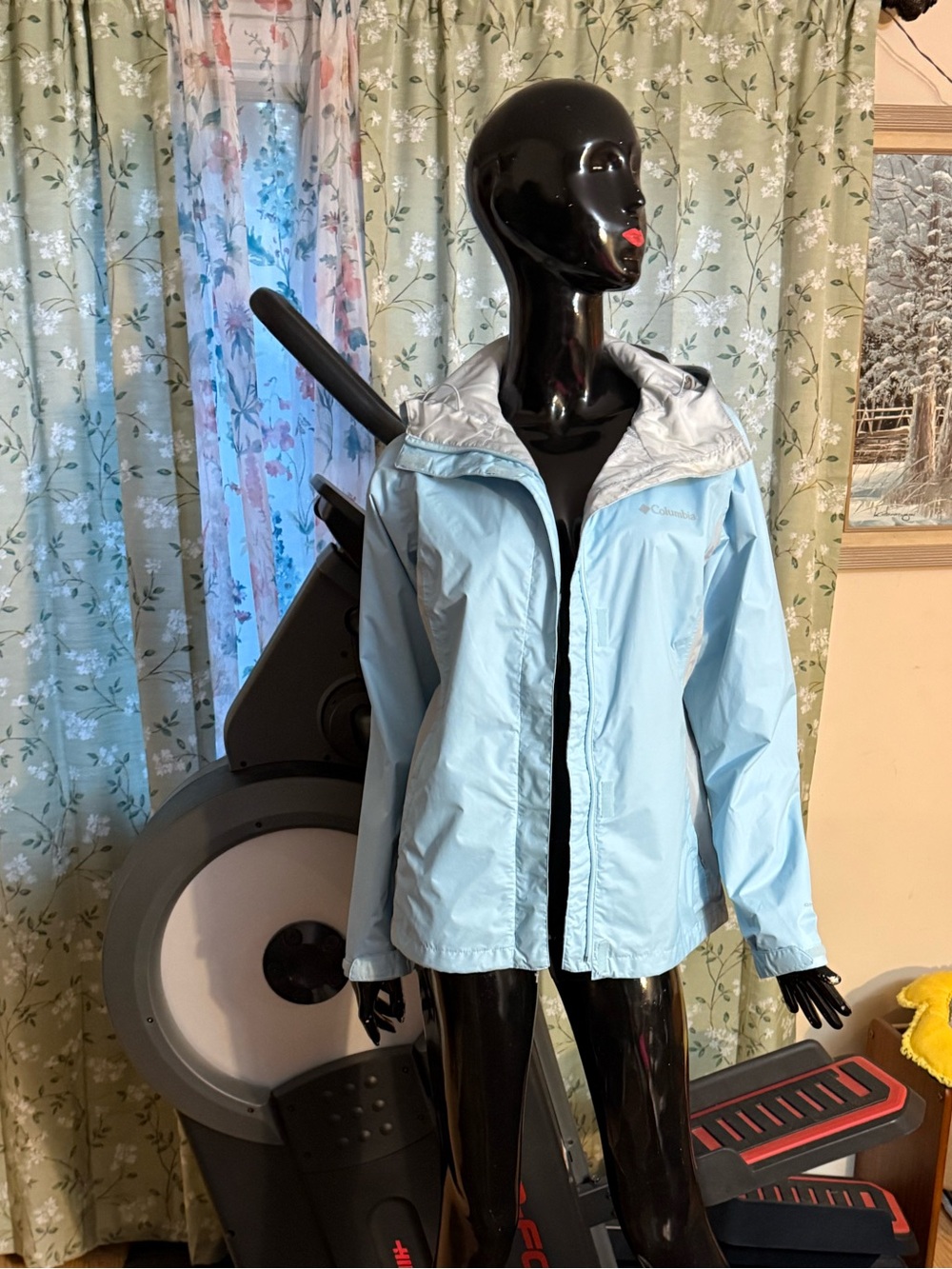 Columbia Light Blue Hooded Packable Women's Jacket